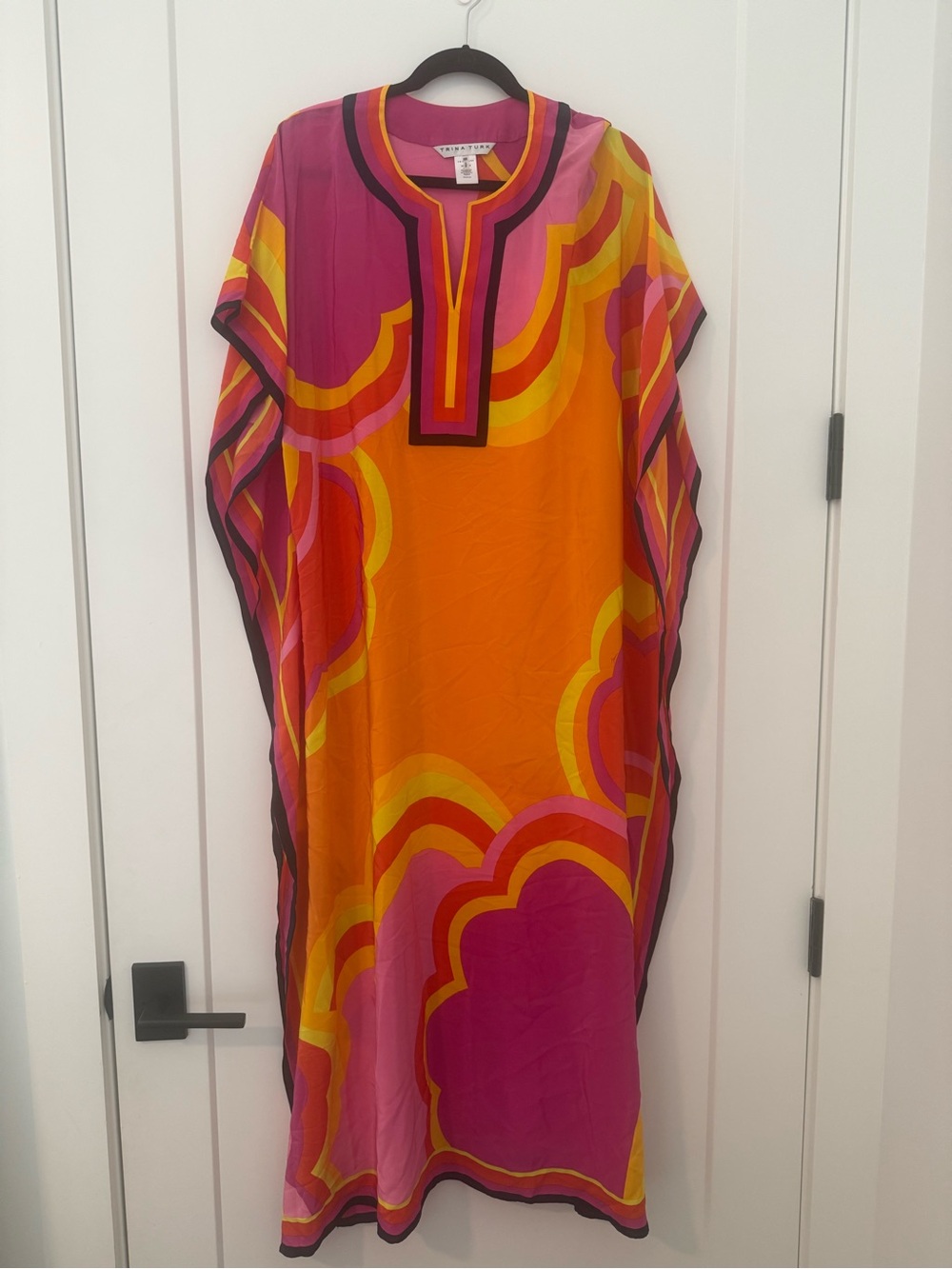 Trina Turk Orange, Pink & Yellow Graphic Maxi Caftan